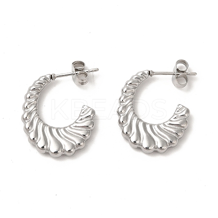 Non-Tarnish 304 Stainless Steel Croissant Stud Earrings LS-EJEW-L237-04P-1