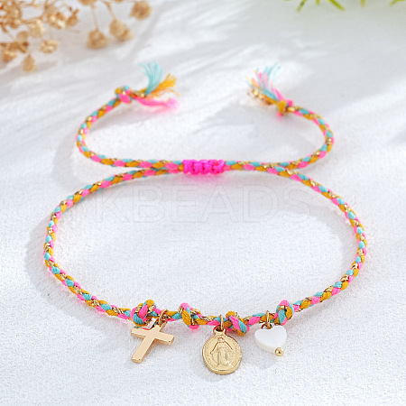 Religion Brass & Natural Shell Charm Bracelets KR4902-6-1
