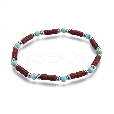Natural & Synthetic Turquoise(Dyed) Stretch Bracelets BJEW-JB04125-1