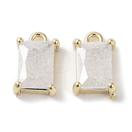 Brass Micro Pave Cubic Zirconia Charms KK-G491-31G-04-1