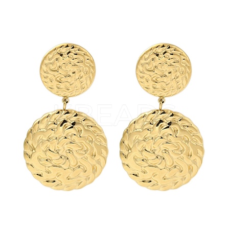 304 Stainless Steel Flat Round with Groove Stud Earrings for Women EJEW-U020-09G-1