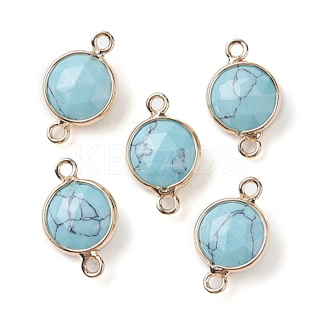Synthetic Turquoise Connector Charms G-C102-09A-G-1