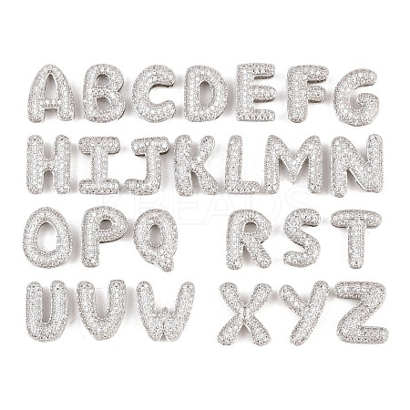 Brass Micro Pave Clear Cubic Zirconia Beads KK-D232-23P-1