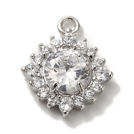 Brass Micro Pave Clear Cubic Zirconia Pendants KK-S391-01P-1