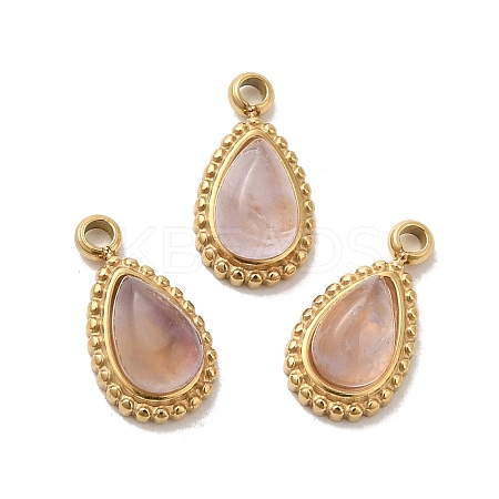 Natural Amethyst Teardrop Charms STAS-B074-04G-04-1