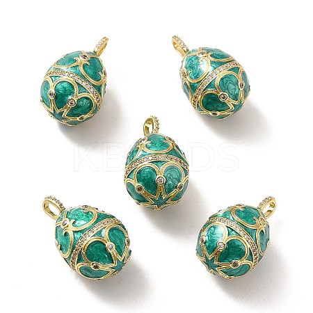 Rack Plating Brass Micro Pave Cubic Zirconia Enamel Pendants X-KK-M230-11G-1