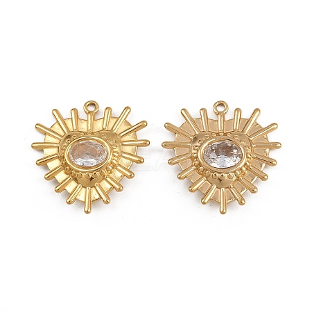 304 Stainless Steel Rhinestone Pendants STAS-P410-37A-G-1