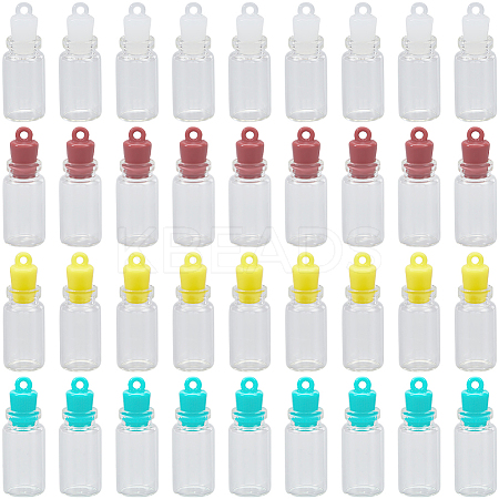 48Pcs 4 Colors Clear Glass Wishing Bottle Pendants GLAA-SC0002-56-1