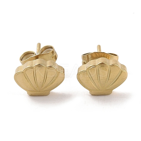 Ion Plating(IP) 304 Stainless Steel Shell Shaped Stud Earrings for Women EJEW-G389-01G-1