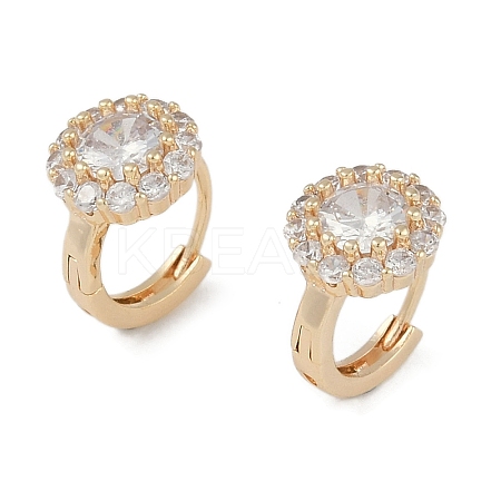 Brass Micro Pave Clear Cubic Zirconia Hoop Earring EJEW-L292-006G-1