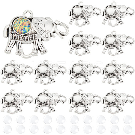 40Pcs 2 Style Tibetan Style Alloy Pendant Cabochon Settings FIND-PH0004-86-1