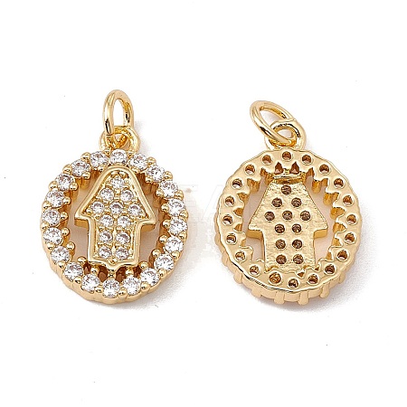 Brass Micro Pave Clear Cubic Zirconia Pendants KK-G439-38G-1