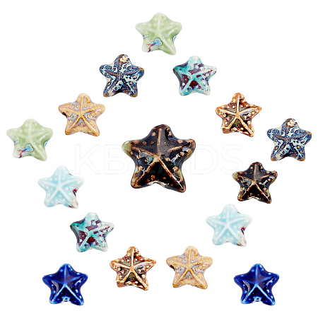 16 Pcs 8 Colors Handmade Porcelain Beads PORC-SC0001-03-1