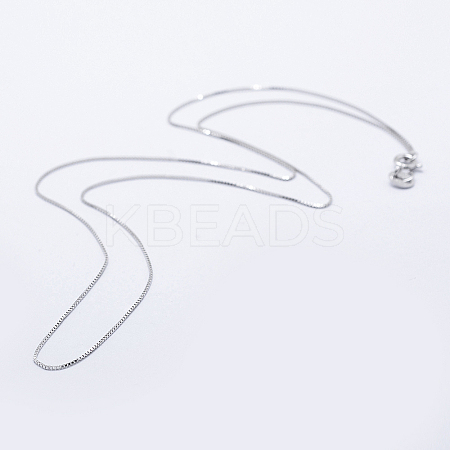 Anti-Tarnish Rhodium Plated 925 Sterling Silver Box Chain Necklaces STER-F039-45cm-03P-1