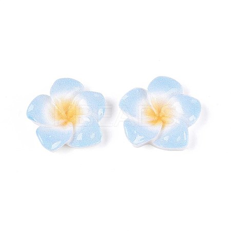 Plumeria Flower Opaque Resin Cabochons CRES-T025-30F-02-1