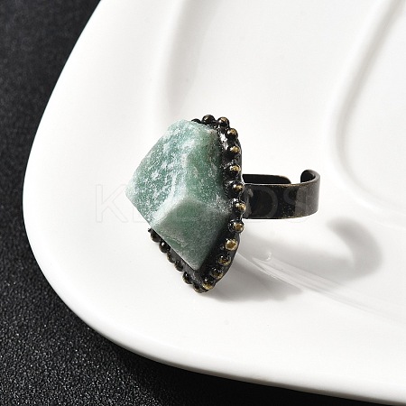 Natural Green Aventurine Irregular Nugget Open Cuff Rings G-A278-03AB-06-1