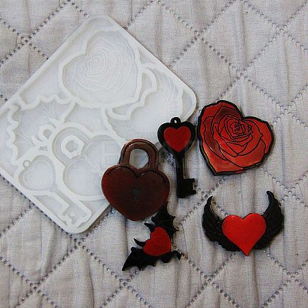 DIY Gothic Style Heart Theme Ornament Silicone Molds LS-DIY-E065-05-1