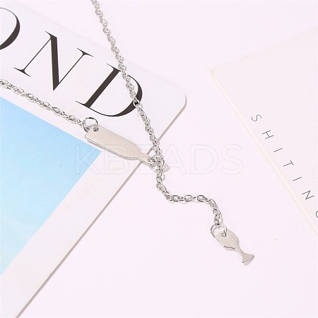 Alloy Cable Chain Wine Cup Pendant Y Necklaces for Women WG2C776-02-1