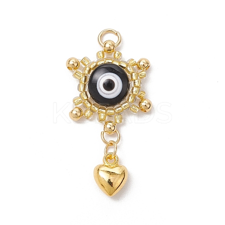 Glass Seed Beaded Eye Pendants PALLOY-MZ00634-1