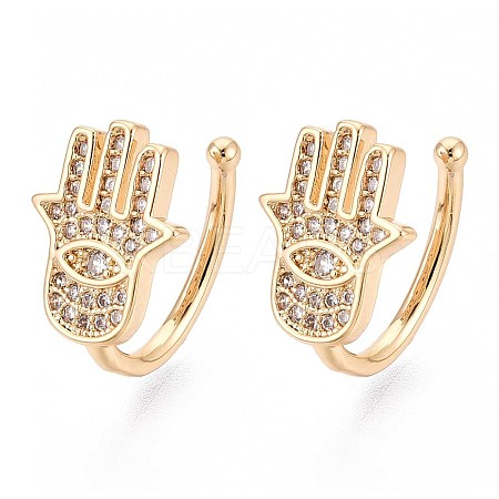 Brass Micro Pave Clear Cubic Zirconia Cuff Earrings EJEW-T047-72G-1