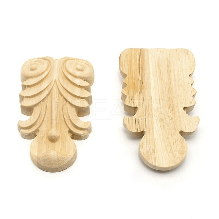 Rubber Wooden Carved Decor Applique WOOD-WH0023-33-1