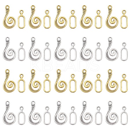 20Pcs 2 Colors Tibetan Style Alloy Hook and Eye Clasps FIND-YW0003-89-1