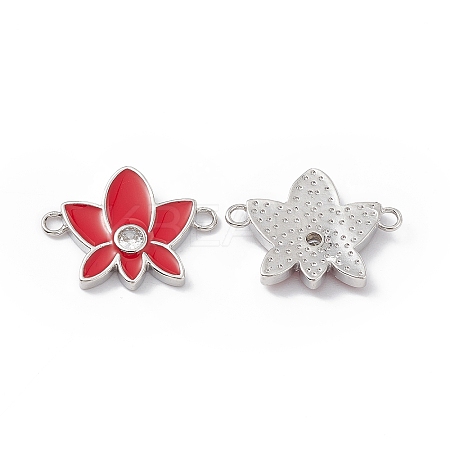 Rack Plating Brass Pave Clear Cubic Zirconia Connector Charms KK-B065-26P-02-1