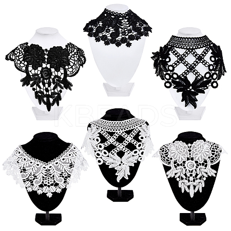6Pcs 6 Style Milk Silk Embroidered Floral Lace Collar DIY-GF0005-42-1