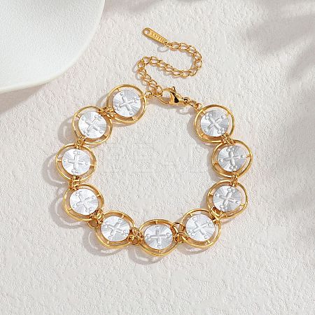 304 Stainless Steel Enamel Link Chain Bracelets for Women BJEW-T027-04D-G-1