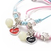 2Pcs 2 Color Luminous Beads & Alloy Enamel Charms Bracelets Set VALE-PW0001-028A-2