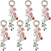 6Pcs Leaf Alloy Enamel & Acrylic & Glass Bookmark Pendant Decoration HJEW-SC0001-83-1