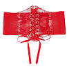 PVC Lace Up Elastic Corset Belts with Polyester Ribbon for Women AJEW-WH0678-79A-1