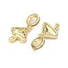 Brass Micro Pave Clear Cubic Zirconia European Dangle Charms KK-P345-36G-2