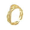 Rack Plating Brass Micro Pave Cubic Zirconia Cuff Finger Rings for Women RJEW-C117-02G-4