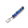 12Pcs 12 Styles Natural Mixed Stone Faceted Round Beaded Pendants PALLOY-JF03556-02-5