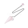 Natural Rose Quartz Dowsing Pendulum Pendants AJEW-N005-01C-1