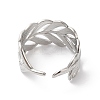 Non-Tarnish 304 Stainless Steel Leafy Branch Open Cuff Ring for Women RJEW-K245-31P-2