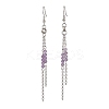 Round 304 Stainless Steel Natural Amethyst Dangle Earrings EJEW-JE06783-01-3