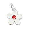 925 Sterling Silver Enamel Smiling Face Flower Charms STER-M119-06B-S-1