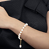 Dyed Natural Pearl & Brass Round Beaded Slider Bracelet BJEW-AN0001-02-5