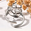 Hollow Human Face 304 Stainless Steel Open Cuff Rings for Women RJEW-M046-03P-5