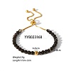 Adjustable Natural Round Black Agate Beads Slider Bracelets LS-LF2079-1-2