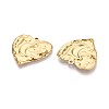 304 Stainless Steel Textured Heart with Moon Pendants STAS-T067-33G-2