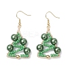 Christmas Tree Glass Pearl & Glass Seed Dangle Earrings EJEW-TA00720-2
