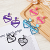 4 Pairs 4 Colors Heart with Word Kiss Me Acrylic Dangle Stud Earrings EJEW-FI0002-34-5