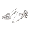 Textured Heart 304 Stainless Steel Safety Pins Brooch Findings SA-CBA098D-15A-P05-2