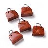 Natural Red Jasper Brass Pendants KK-E274-01P-019-1