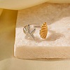 Adjustable 304 Stainless Steel Cuff Rings for Women LS-RJEW-B135-01GP-06-1