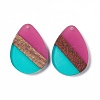 Transparent Resin & Walnut Wood Pendants RESI-M027-04G-2
