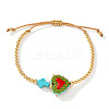 Cinco de Mayo Glass & Brass Beads Braided Bead Bracelets HB3045-6-1